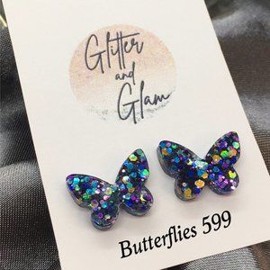 Handmade Glitter Butterfly Resin Earrings